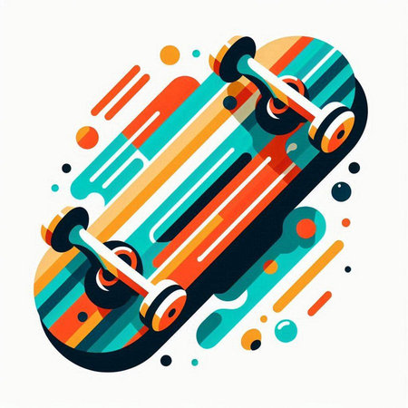 Skateboard, colorful vector illustration isolated on a white background.のイラスト素材