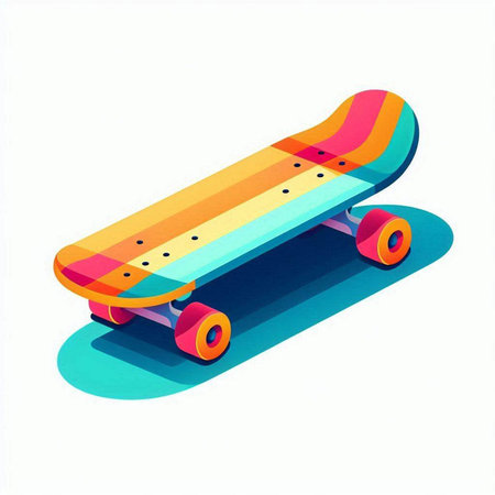 Isometric skateboard on a white background. 3d vector illustration.のイラスト素材