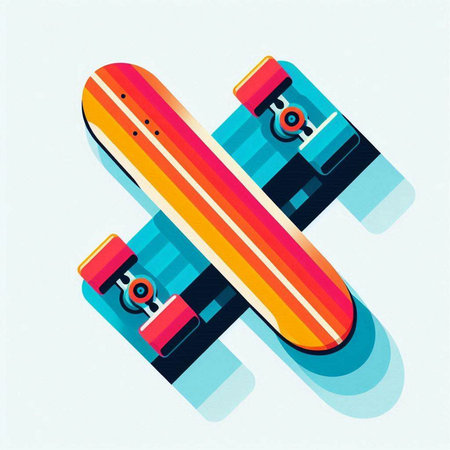 Skateboard vector illustration. Colorful skateboard flat design.のイラスト素材