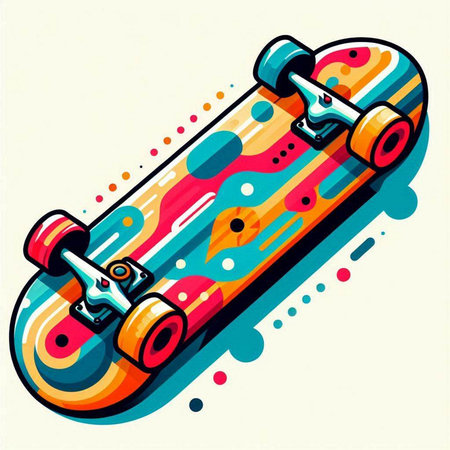 Skateboard. Vector illustration of skateboard on colorful background.のイラスト素材
