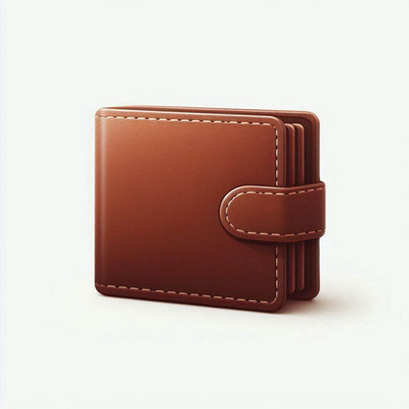 Brown leather wallet isolated on white background. 3d render illustration.のイラスト素材