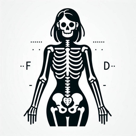 Human skeleton anatomy. Vector illustration in flat style isolated on white background.のイラスト素材