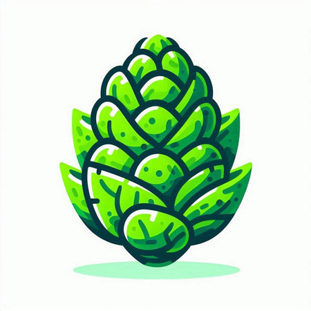 Green hop cone icon isolated on white background. Vector illustration for your designのイラスト素材