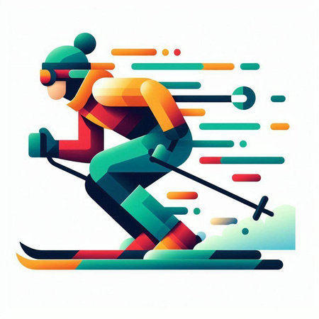Cross-country skiing. Colorful abstract vector background. Sport illustration.のイラスト素材