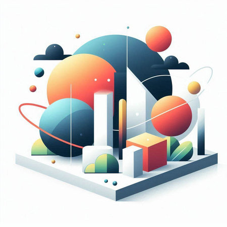 abstract 3d illustration of modern city on white background, vectorのイラスト素材