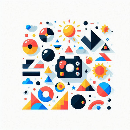 Abstract colorful geometric shapes with place for your text. Vector illustration.のイラスト素材