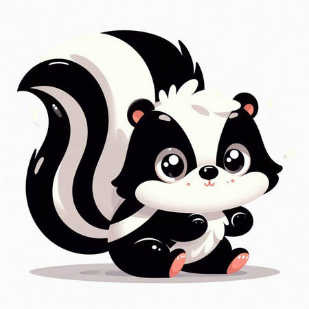 Cartoon skunk. Cute cartoon skunk. Vector illustration.のイラスト素材