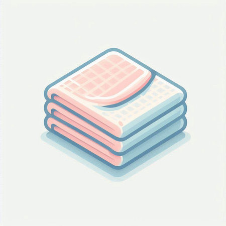 Illustration of a stack of folded towels on a light background.のイラスト素材