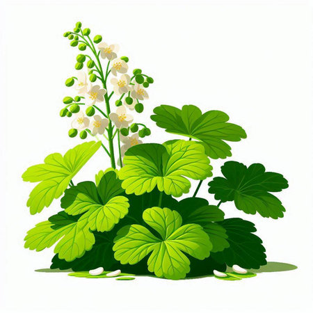 Jasmine flowers and leaves isolated on white background. Vector illustration.のイラスト素材