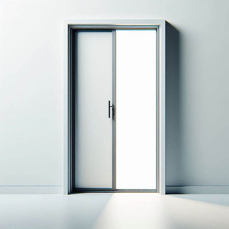 Interior of a room with a door and a white wall.のイラスト素材