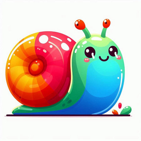 Cute cartoon snail. Vector illustration isolated on a white background.のイラスト素材
