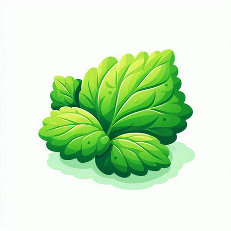 Illustration of a green leaf on a white background, vector illustrationのイラスト素材