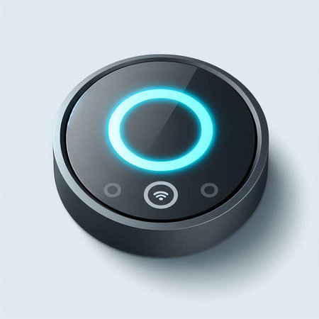 Blue button with wireless control. 3d rendering. Computer digital drawing.のイラスト素材