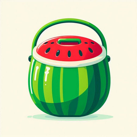 watermelon in a pot on a white background. vector illustration.のイラスト素材