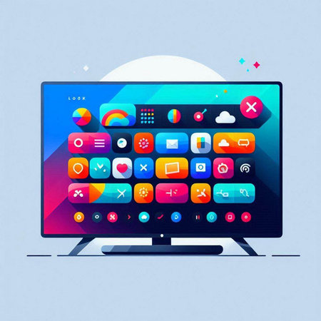 Modern computer display with colorful application icons. Vector illustration. Eps 10のイラスト素材