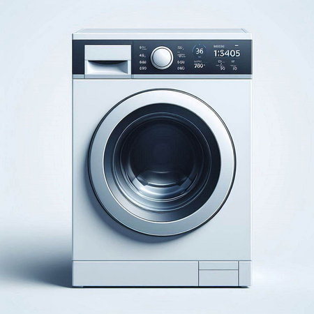 Washing machine on a white background. 3d rendering. Computer digital drawing.のイラスト素材