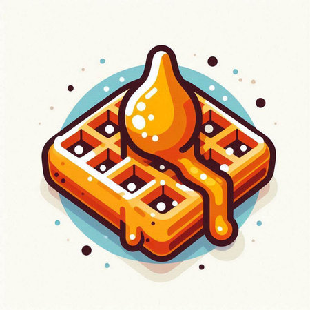 Waffle with honey. Vector illustration of a cartoon waffle.のイラスト素材