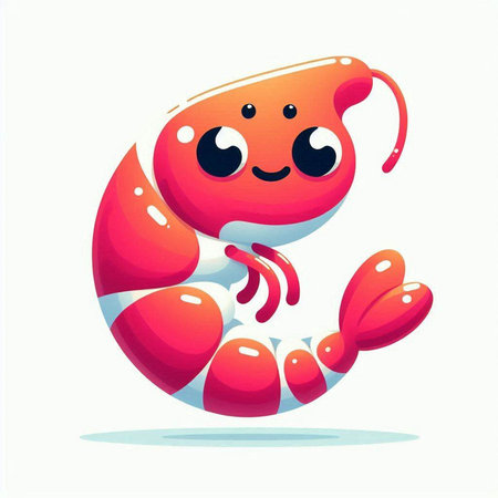 Cute cartoon shrimp isolated on a white background. Vector illustration.のイラスト素材
