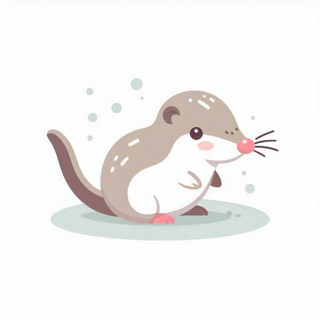 Cute little otter. Vector illustration isolated on white background.のイラスト素材