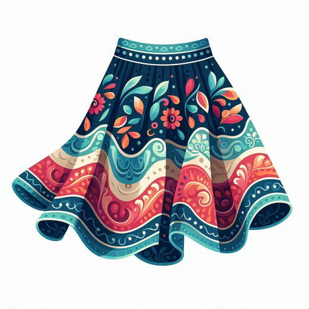 Illustration of a women's skirt with paisley pattern.のイラスト素材