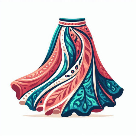 Vector illustration of colorful skirt. Isolated on a white background.のイラスト素材