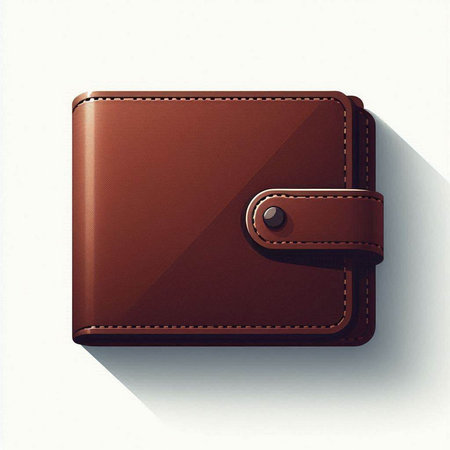 Brown leather wallet on a white background. 3D illustration. Eps 10.のイラスト素材