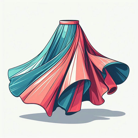 Vector illustration of a red and blue fabric fluttering in the windのイラスト素材