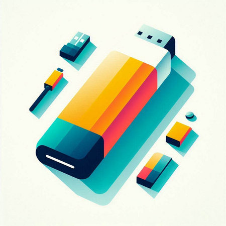 Colorful USB flash drive icon. Vector illustration. Eps 10.のイラスト素材