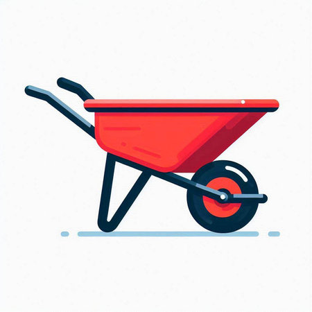 Garden wheelbarrow icon isolated on white background. Flat vector illustration.のイラスト素材