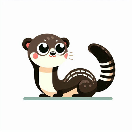 Cute cartoon otter on a white background. Vector illustration.のイラスト素材