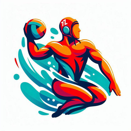 Beach Volleyball player with ball. Vector illustration on white background.のイラスト素材