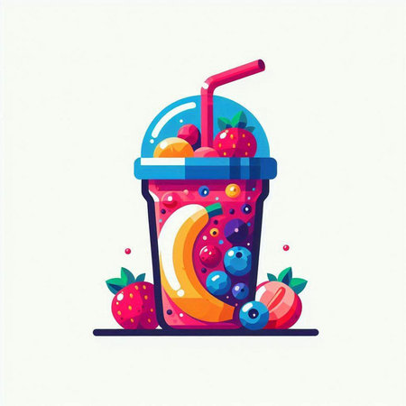 Fruit smoothie in a glass with a straw. Vector illustration.のイラスト素材