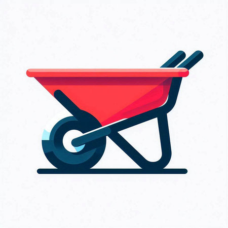 Wheelbarrow icon. Vector illustration of a wheelbarrow.のイラスト素材