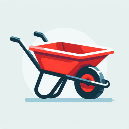 Wheelbarrow for construction work. Vector illustration in flat cartoon styleのイラスト素材