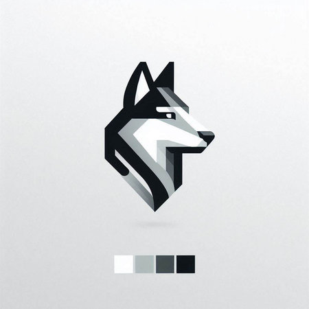 Vector abstract logo design template with wolf head on the white background.のイラスト素材