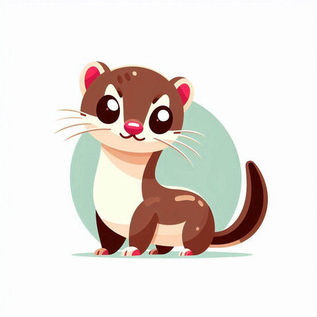 Cute ferret cartoon vector illustration. Cute animal character.のイラスト素材