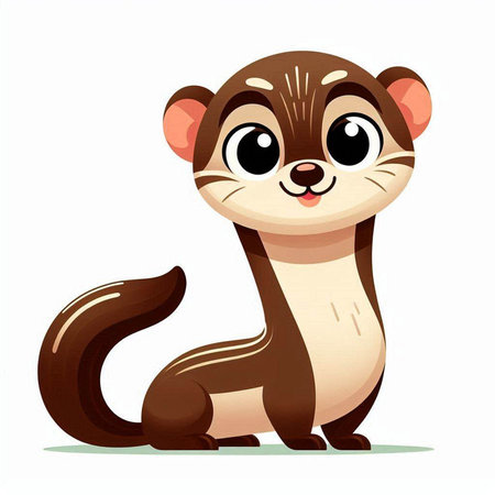 Cute cartoon ferret. Vector illustration isolated on white background.のイラスト素材