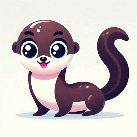 Cute cartoon otter on a white background. Vector illustration.のイラスト素材