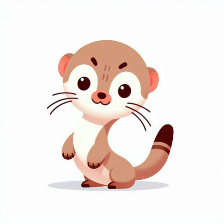 Cute otter cartoon character on white background. Vector illustration.のイラスト素材