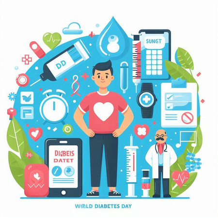 Vector illustration of World Diabetes Day. Health care and medical concept.のイラスト素材