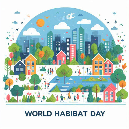 World Horticultural Day. Vector illustration of people walking in the city.のイラスト素材