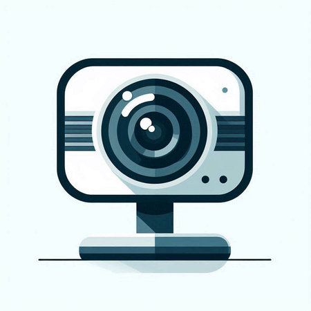 Vector illustration of a web camera on a white background in flat style.のイラスト素材