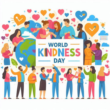 World Kindness Day concept. Flat design vector illustration for web banners and promotional materials.のイラスト素材