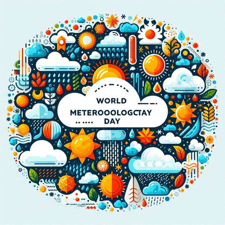 Flat design vector illustration concept of world meteorology day greeting card.のイラスト素材