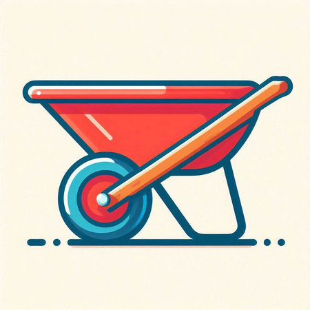 Wheelbarrow icon. Construction tool. Vector illustration in flat styleのイラスト素材