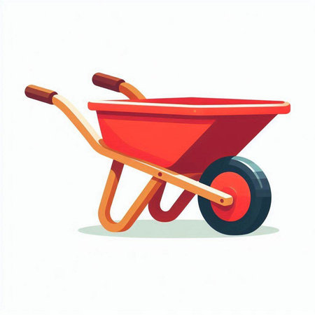 Wheelbarrow isolated on white background. Vector illustration in cartoon style.のイラスト素材