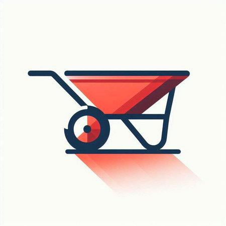 wheelbarrow icon, vector illustration. Flat design style with long shadowのイラスト素材