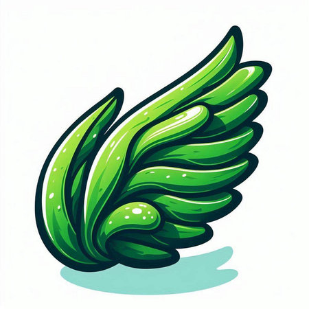 Illustration of a green winged plant isolated on a white backgroundのイラスト素材
