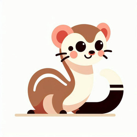 Cute little squirrel cartoon character on white background. Vector illustration.のイラスト素材
