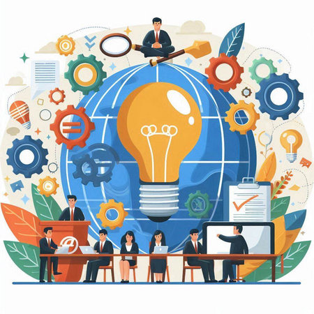 Flat design vector illustration concepts for business analysis, planning, consulting, team work, project management and development.のイラスト素材